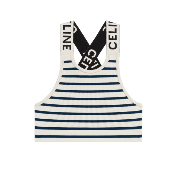 Celine Cross Back Bra *new with tags* Off white / Navy Size Small S - Picture 6 of 8